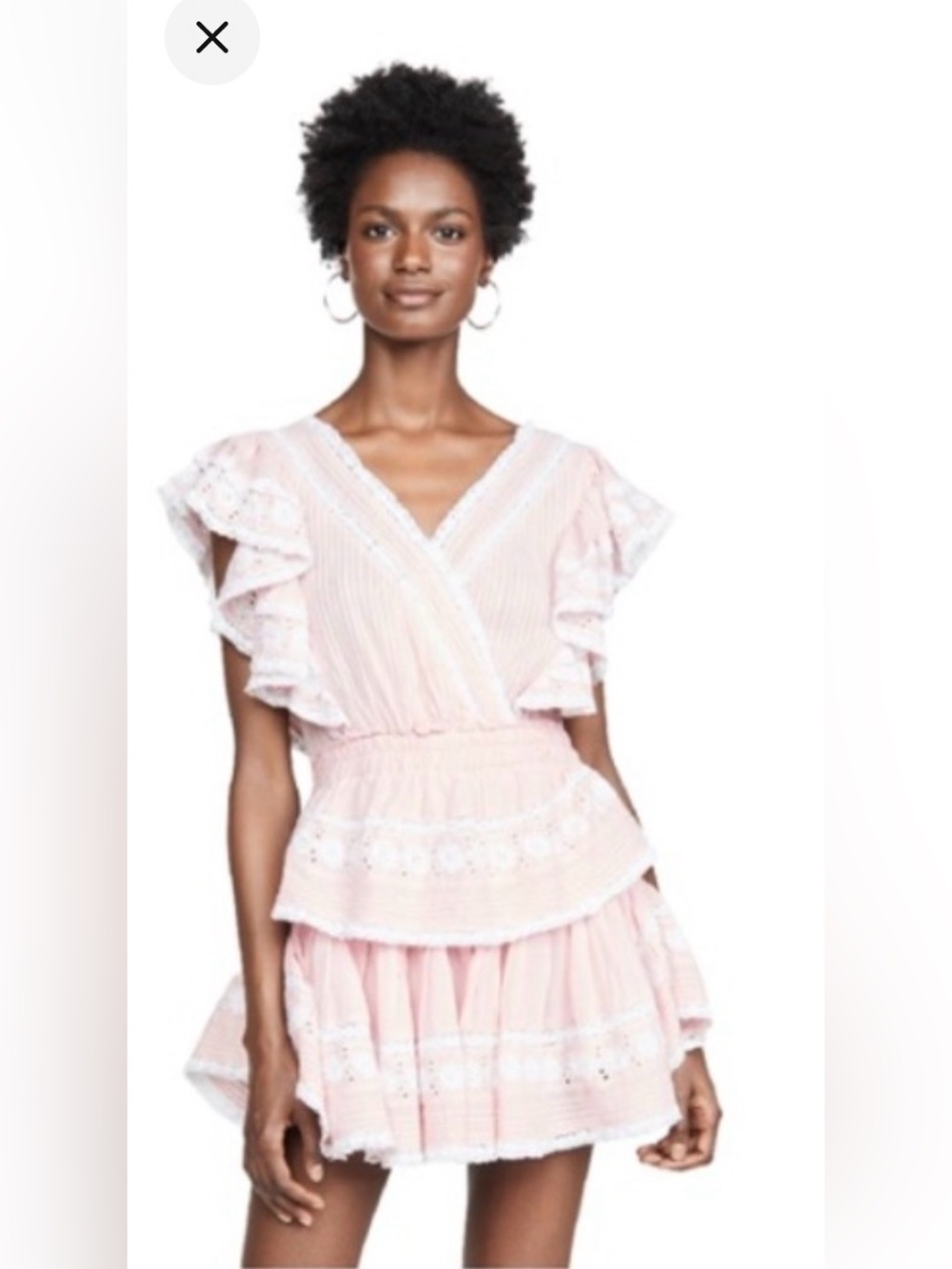 LoveShackFancy Pearly Pale Pink Ruffled Mini Dress